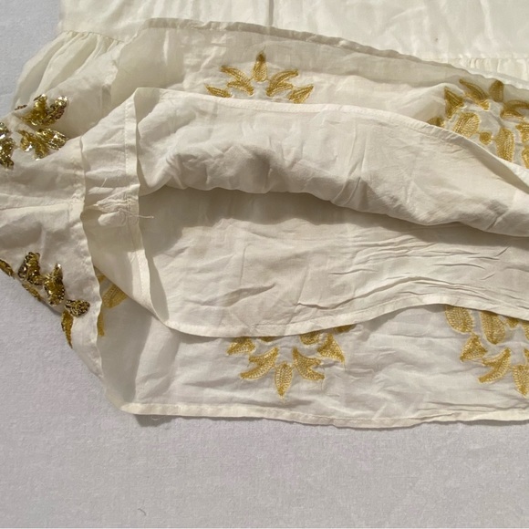 Anthropologie Maeve Ivory Cotton Sleeveless Tunic with Gold Sequins Size 1X - Picture 5 of 10